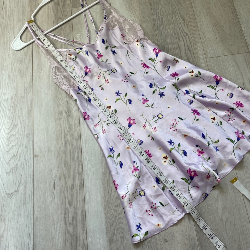 Victorias Secret Dress vintage floral lace slip mini Purple medium y2k femimine - Picture 4 of 5
